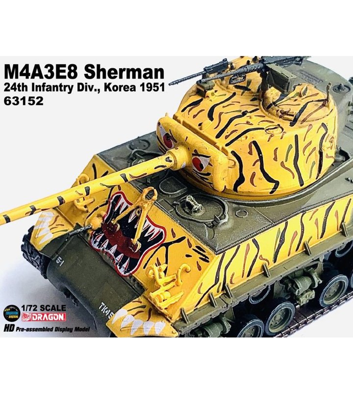 DA63152美國M4A3E8 Sherman雪曼黃虎彩繪1951韓戰