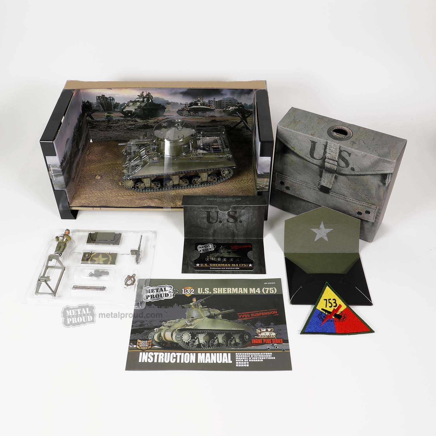 912101A美國中型戰車Sherman M4謝爾曼模型1/32成品