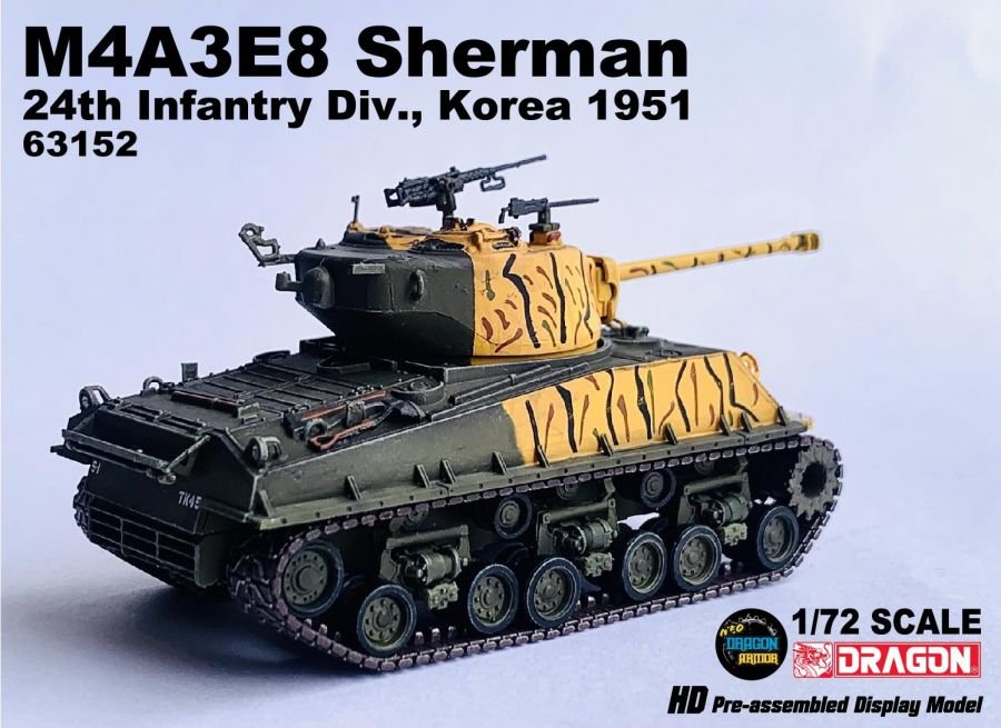 DA63152美國M4A3E8 Sherman雪曼黃虎彩繪1951韓戰