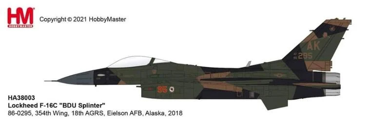 HA38003美軍F-16C第354聯隊AK第18假想敵中隊分裂迷彩Red 95合金模型