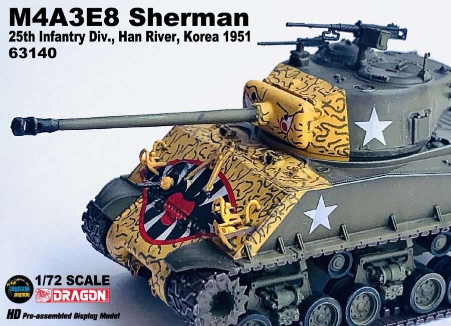 DA63140美國M4A3E8雪曼坦克Sherman黃虎頭彩繪1951韓戰