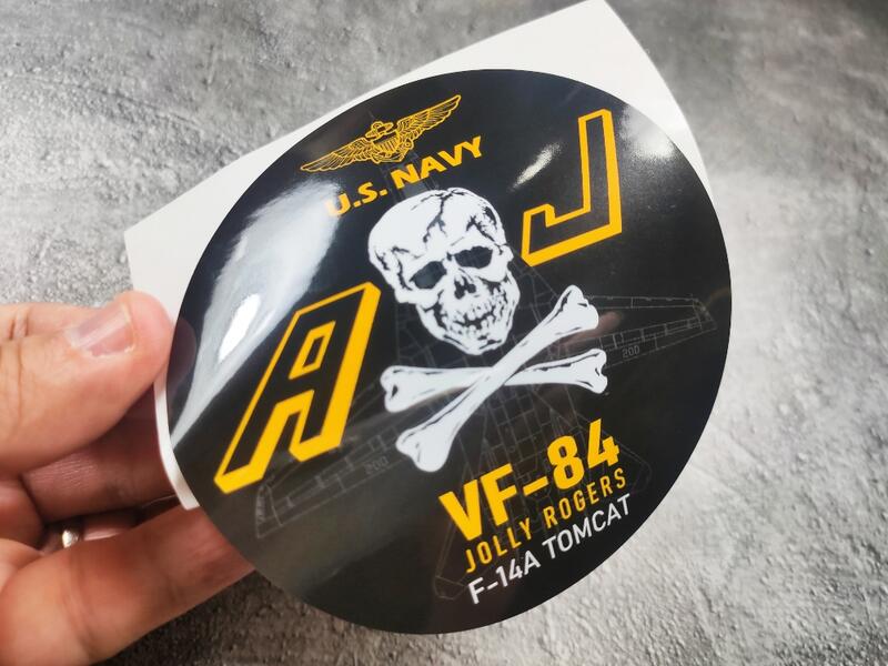 ST0009 美國海軍VF-84 Jolly Rogers海盜旗F-14A塑膠防水貼紙