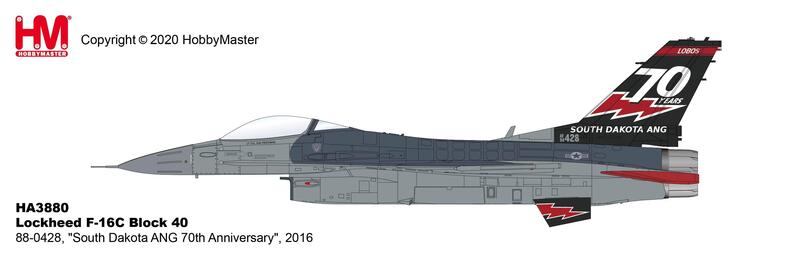 HA3880F-16C南達科他州國民警衛隊70週年紀念 合金模型