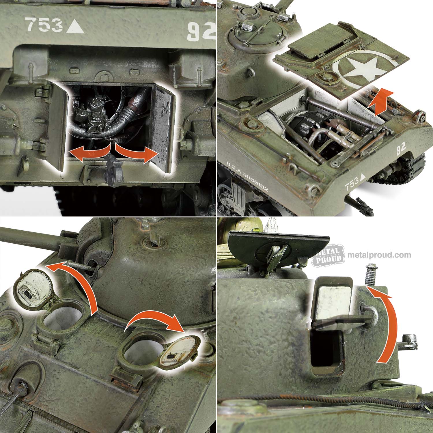 912101A美國中型戰車Sherman M4謝爾曼模型1/32成品