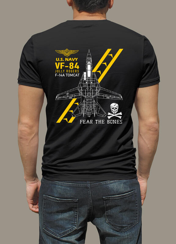 TS005 美國海軍VF-84 Jolly Rogers海盜旗F-14A TEE(黑色排汗)