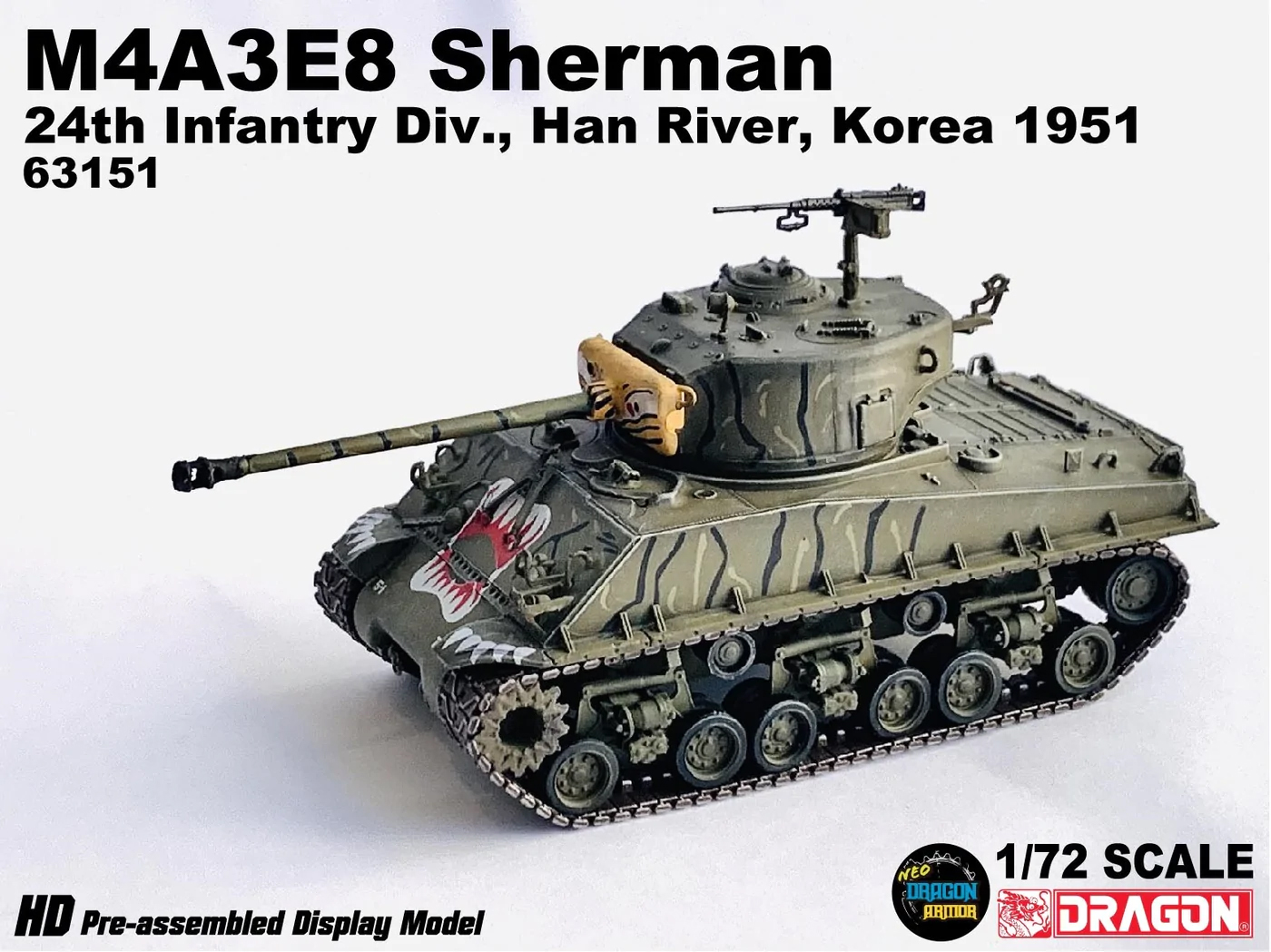 DA63151美國M4A3E8 Sherman雪曼黃虎口彩繪1951韓戰