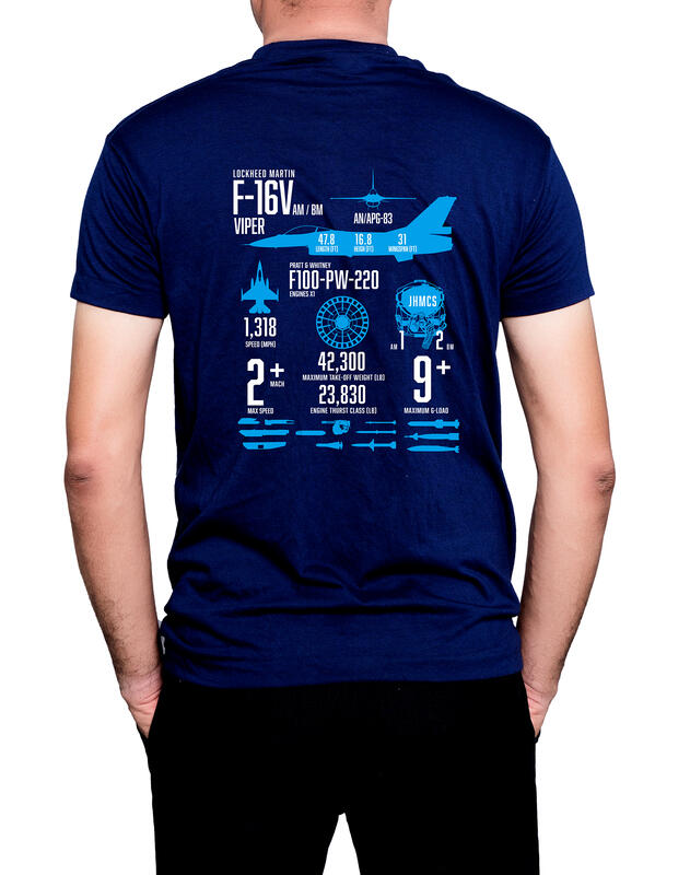 TS001 空軍F-16V諸元短袖TEE(藏青色排汗)