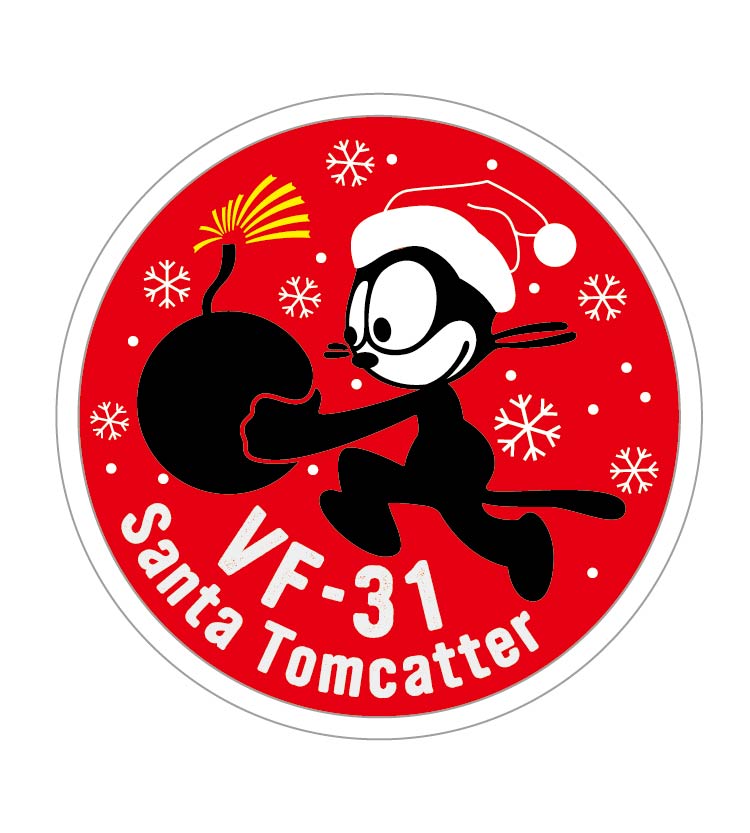 ST0033美國海軍VF-31中隊Santa Tomcatter聖誕塑膠貼紙