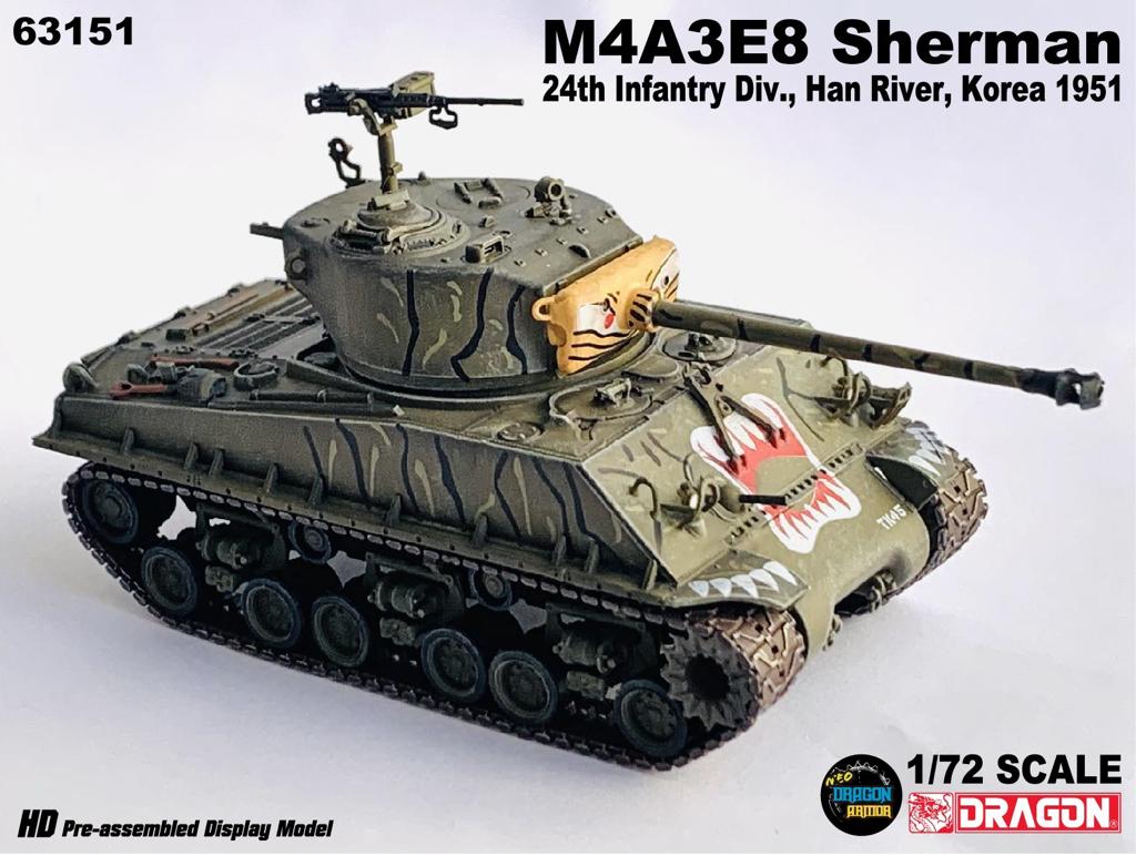 DA63151美國M4A3E8 Sherman雪曼黃虎口彩繪1951韓戰