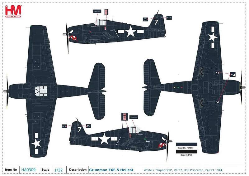 HA0309地獄貓F6F-5戰鬥機Paper DollVF-27普林斯頓號模型