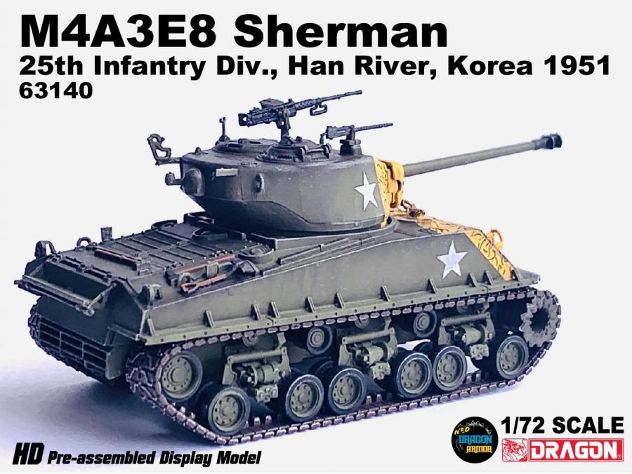 DA63140美國M4A3E8雪曼坦克Sherman黃虎頭彩繪1951韓戰