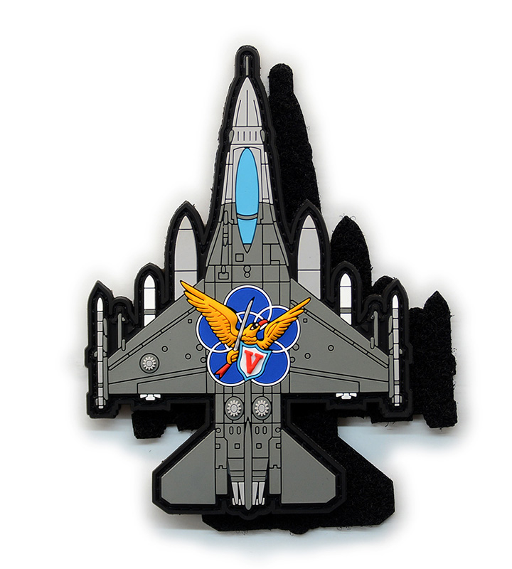 PVC0030 空軍花蓮第五聯隊F-16V太陽神馬拉道AGM-84魚叉飛彈軟膠PVC機種章(有魔鬼氈)