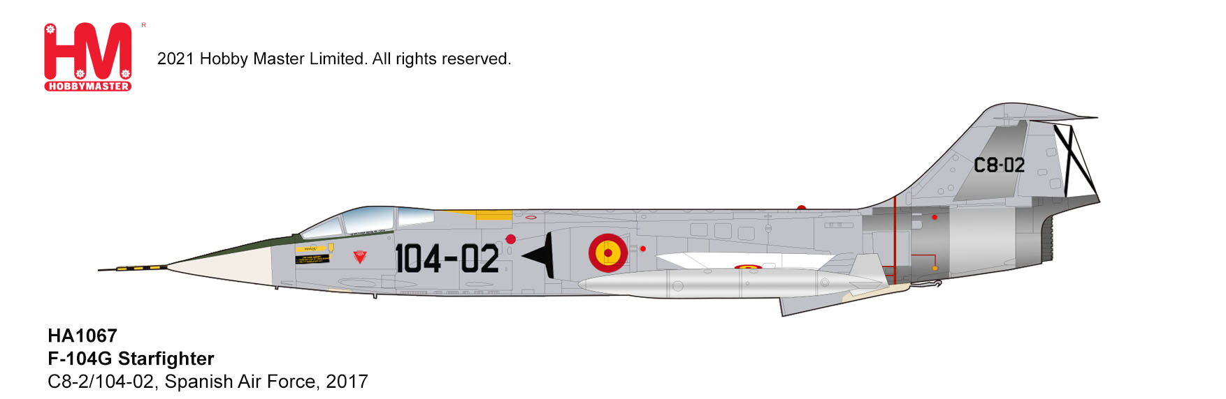 HA1067西班牙空軍F-104G 戰鬥機 #C8-2/104-02合金模型