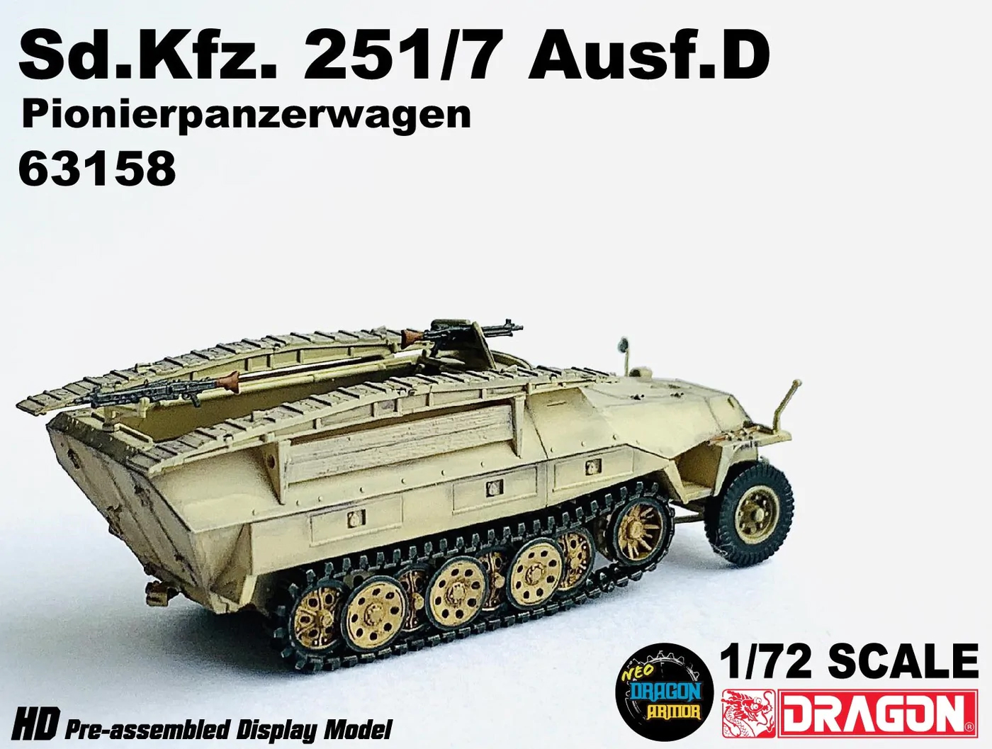 DA63158德國Sd.Kfz. 251/7 Ausf.D Pionierpanzerwagen半履帶車(泥色射擊版)