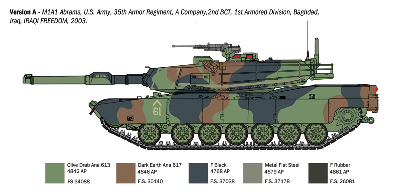 6596美國陸軍 M1A1  Abrams艾布蘭主力戰車1/35模型