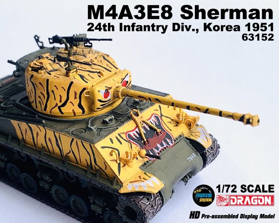 DA63152美國M4A3E8 Sherman雪曼黃虎彩繪1951韓戰