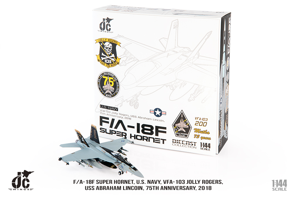 JCW-144-F18-003 VF-103海盜旗 F/A-18F超級大黃蜂戰機模型