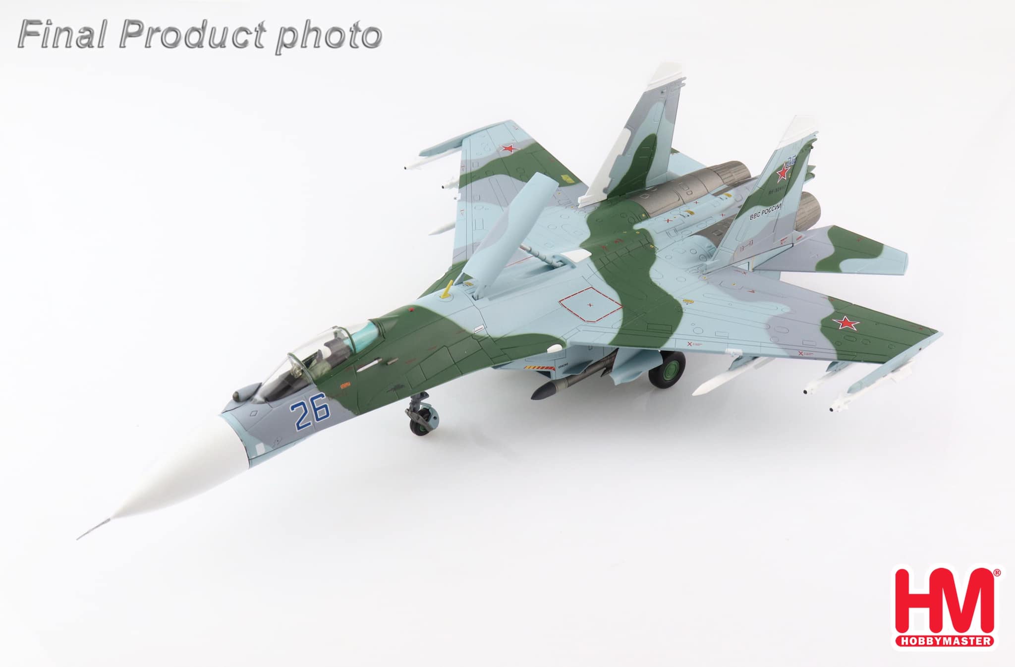 HA6013 俄羅斯空軍Su-27SM 蘇愷側衛Flanker B Blue 26合金模型