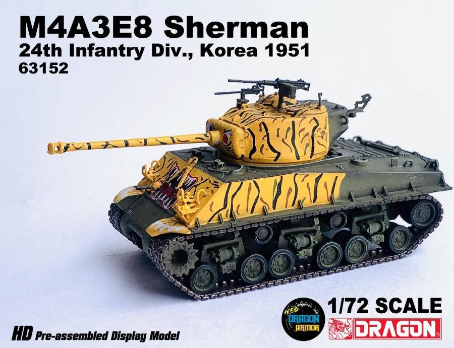 DA63152美國M4A3E8 Sherman雪曼黃虎彩繪1951韓戰