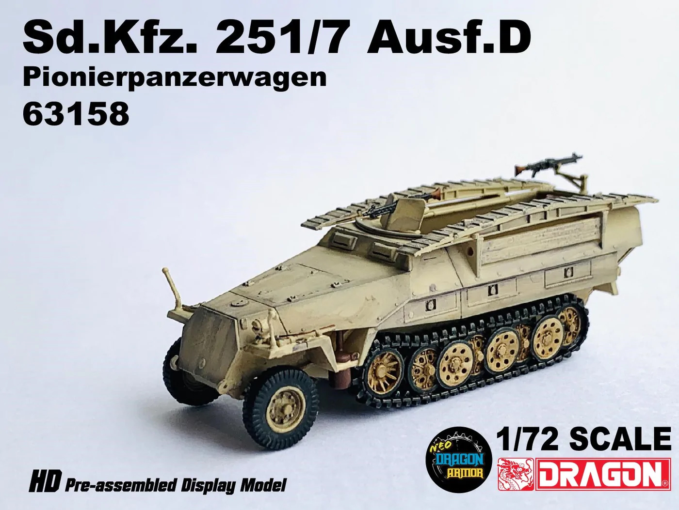 DA63158德國Sd.Kfz. 251/7 Ausf.D Pionierpanzerwagen半履帶車(泥色射擊版)