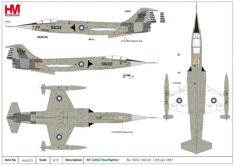 HA1073空軍113空戰RF-104G 5632宋俊華座機模型